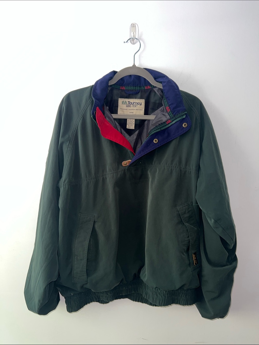 Vintage Tourney Gore-Tex Forest Green pullover Jacket, 80s, Large